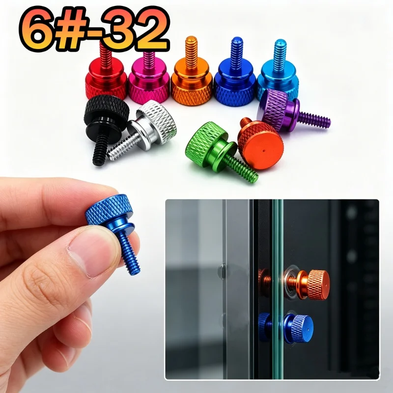 2/5pcs UNC 6#-32 Aluminum Step Thumb Screw Computer Case Screw Knurled Hand Grip Knob Bolts Thumbscrews Anodized Colors