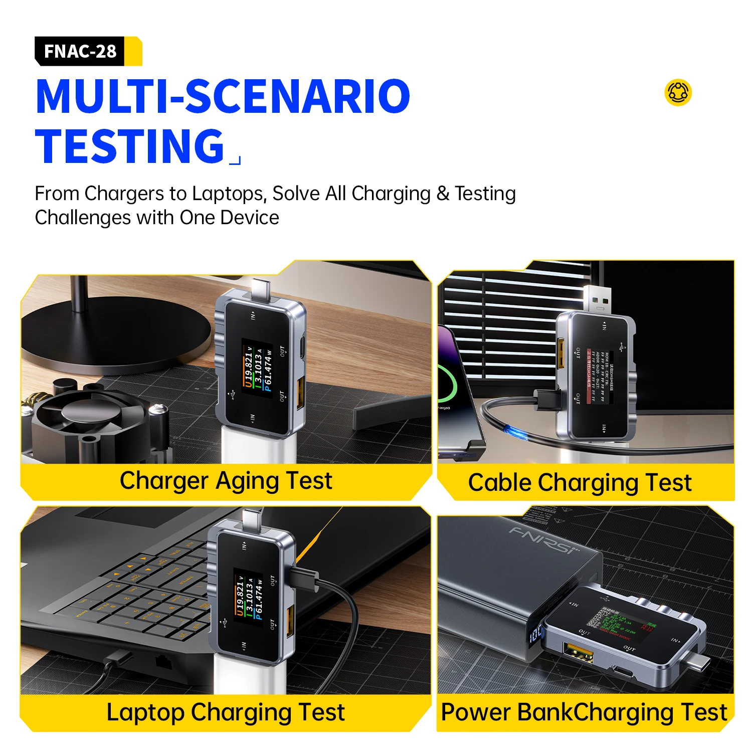 FNAC-28 USB Tester Multifunctional USB Voltage Current Meter Quick Charge Trigger Device for Mobile Communication Terminals