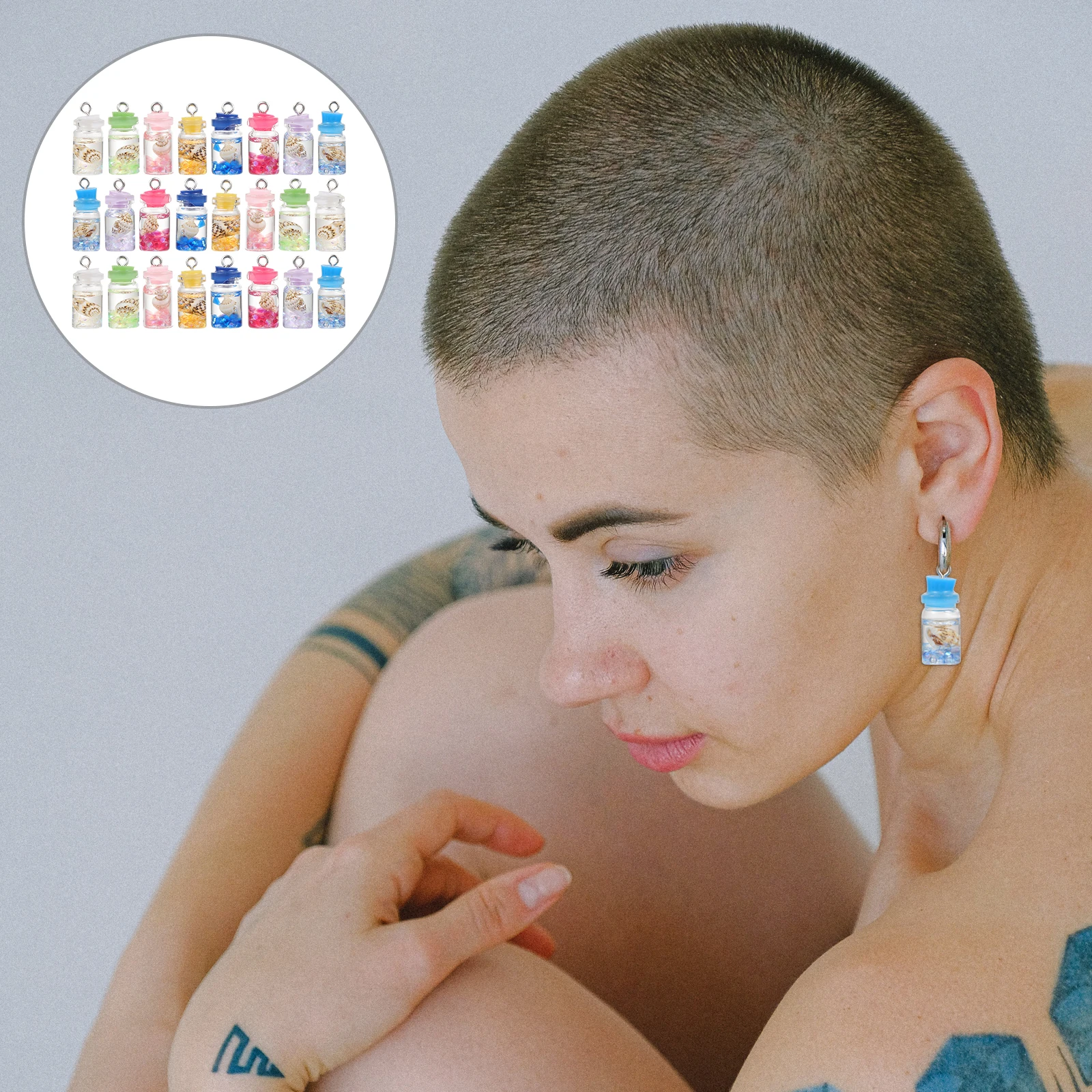 

24 Pcs Drift Earring Pendant Beach Charms Jewelry Making Conch Bottle Seashells