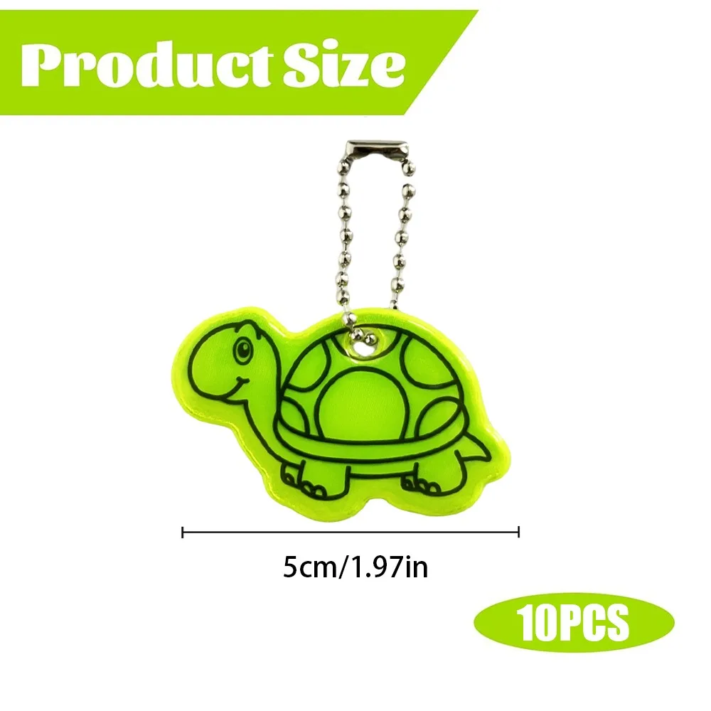 10 Pieces of Reflective Turtle Pendants, Made of Double-sided PVC Material, for Backpack Attachment