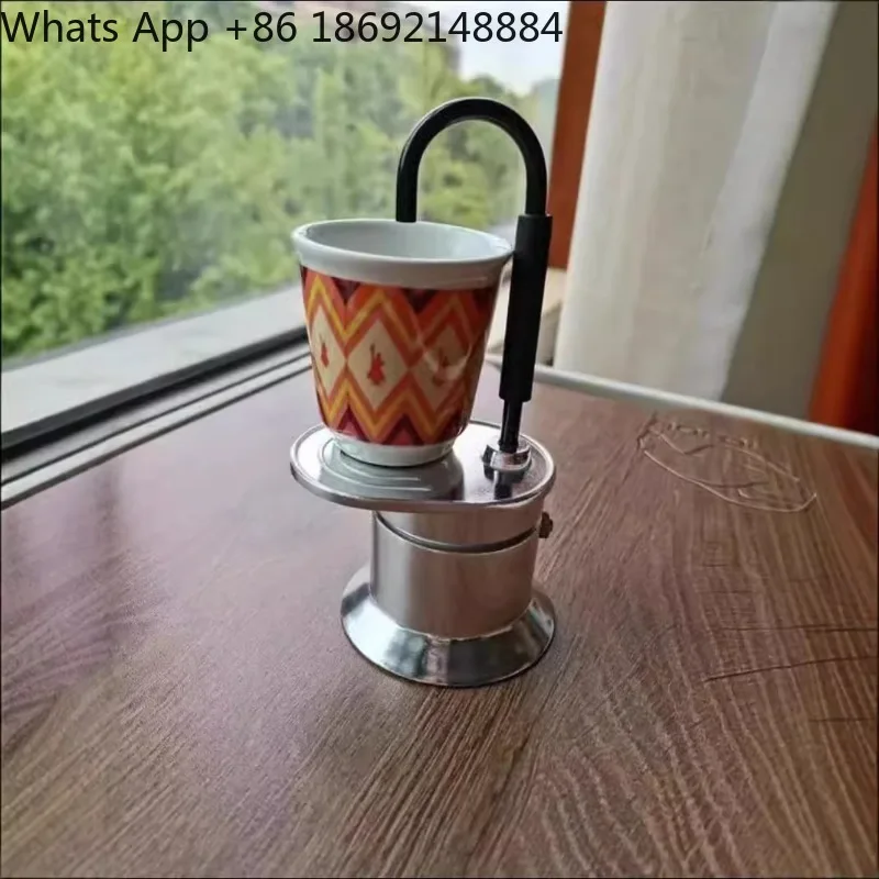 Aluminum alloy single catheter 50ml mini mocha pot camouflage single cup coffee pot Italian outdoor coffee machine