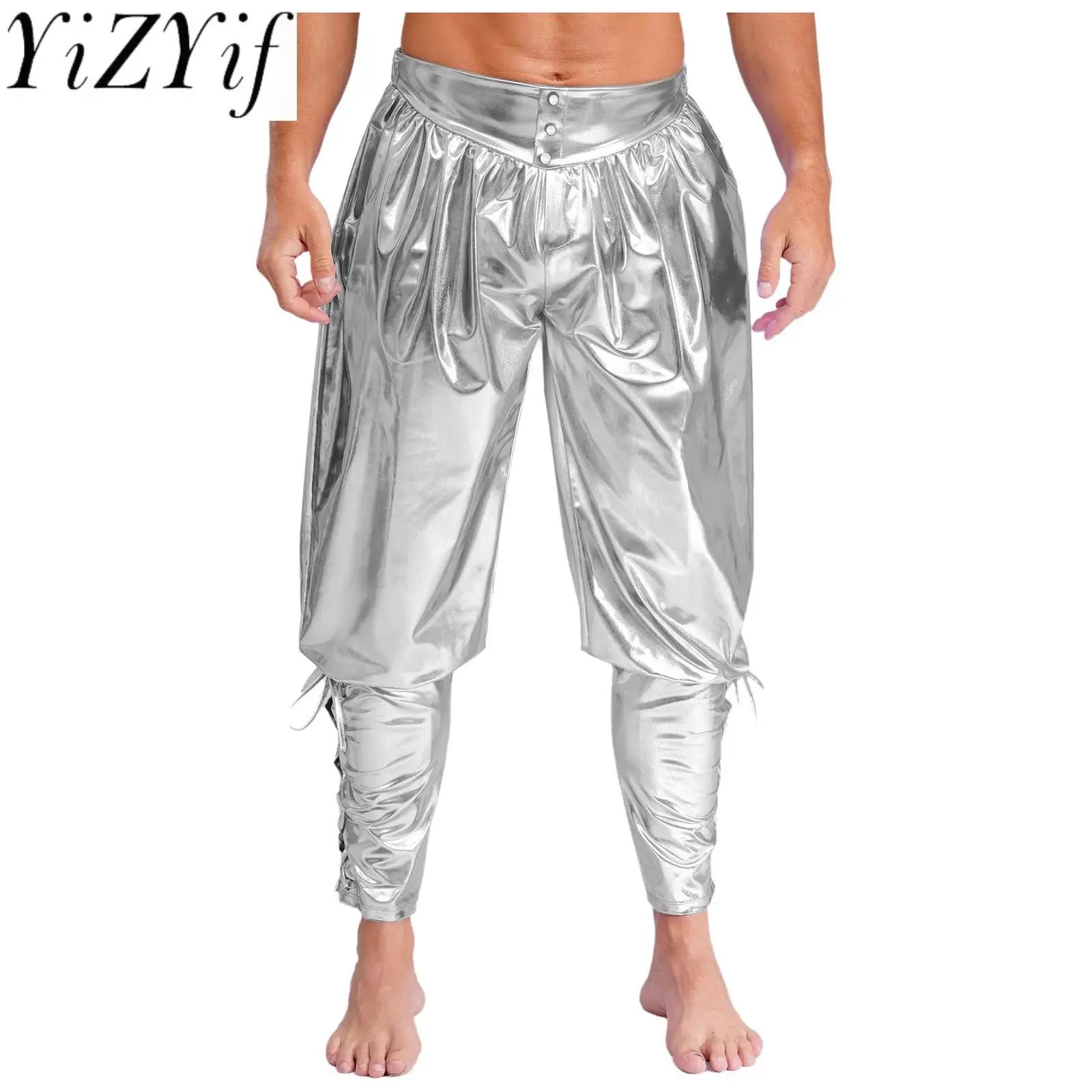 

Men's Medieval Renaissance Stylish Viking Pirate Lace Up Tapered Trousers Stylish Arabic Prince Halloween Party Cosplay Costume
