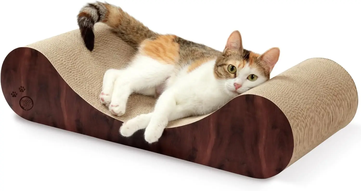 

Necoichi Cardboard Cat Scratcher Bed for Indoor Cats - Cat Scratching Board, Horizontal Cat Scratch Pad Lounger with Reversib