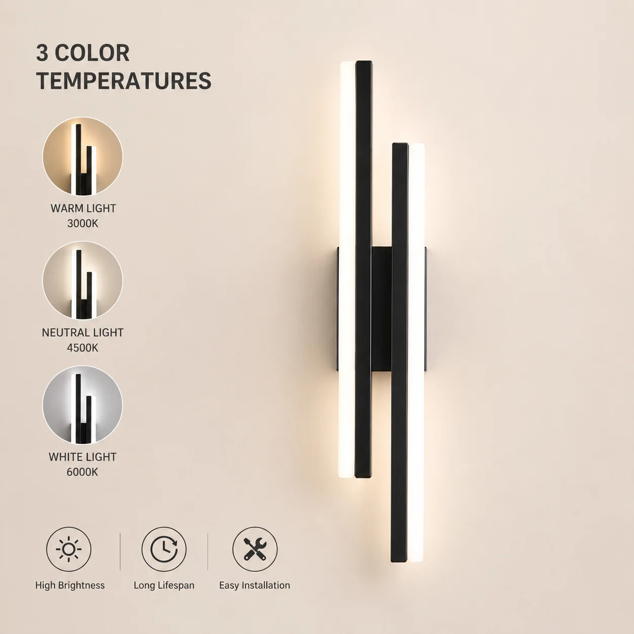 

LED Modern Minimalist Long Wall Lamp Living Room Background Decor Light Bedroom Bedside Wall Sconce