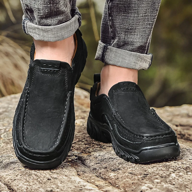 Mocasines informales de cuero para hombre, zapatos cómodos de verano, a la moda