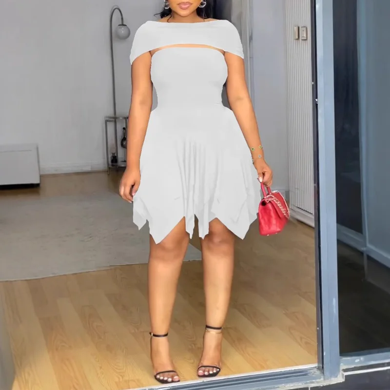 Slergiri feminino sexy recorte sem costas elástico vestido curto 2025 verão elegante ol festa assimétrico em camadas bainha vestidos