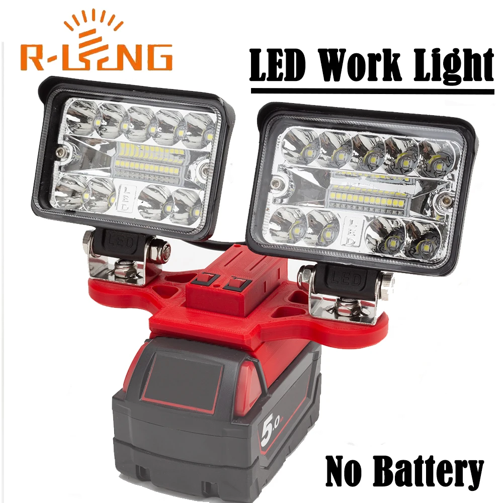 Portable LED Working Light For Milwaukee 18V Lithium Battery W/USB Type-C Cordless Outdoor Work Fishing Handheld Emergency Light