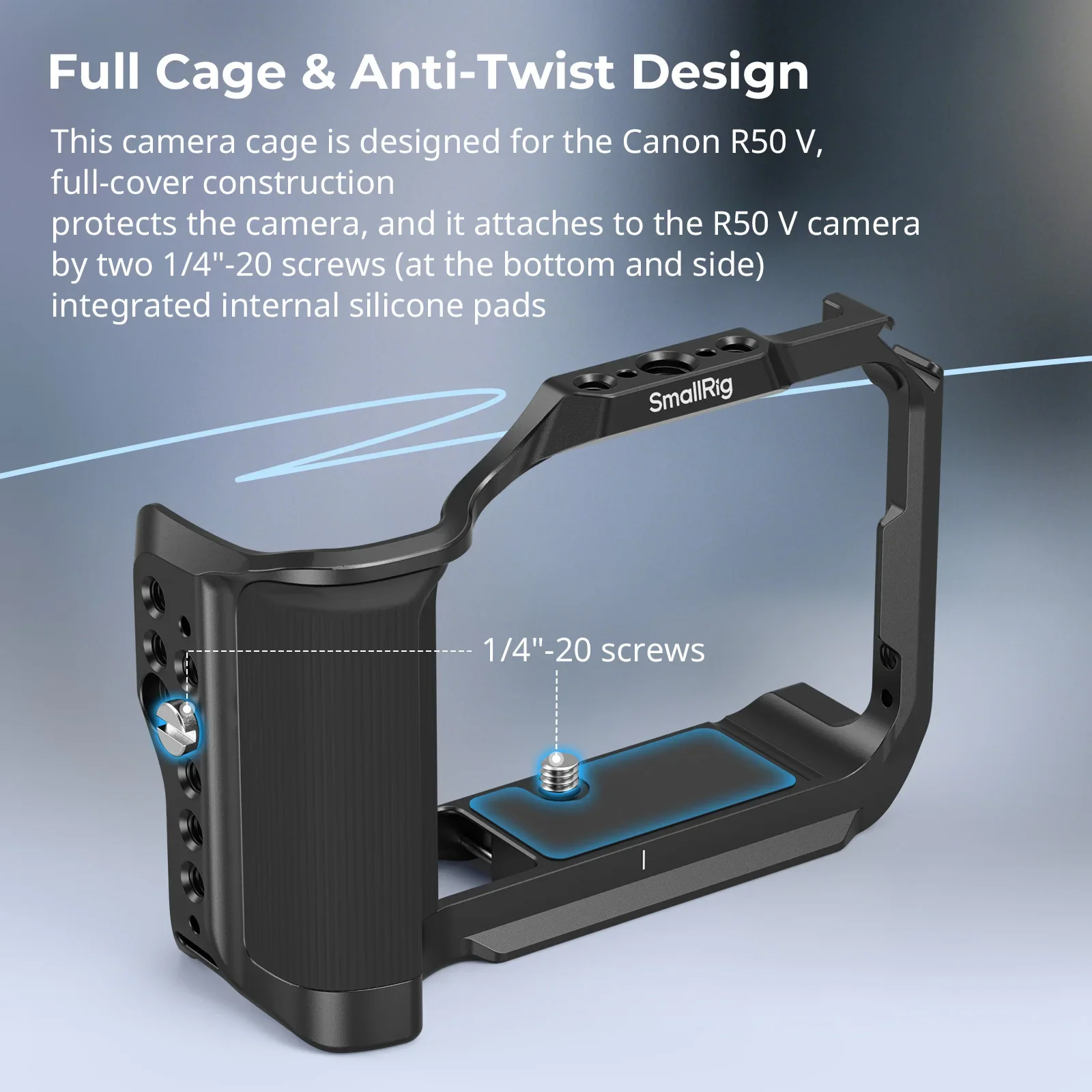 SmallRig Cage for Canon EOS R50 V with Silicone Handle & Arca-Swiss Quick Release Plate for Tripods for DJI RS Stabilizers -5427
