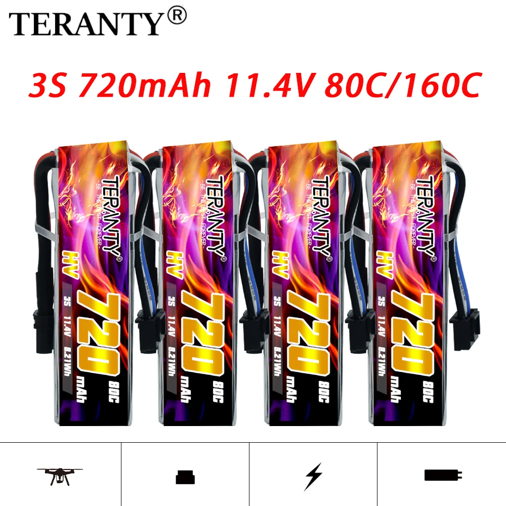 Original TERANTY 3S 11.4V 80C/160C 720mAh Lipo Battery For RC Helicopter Quadcopter FPV Racing Drone Parts Rechargeable Battery