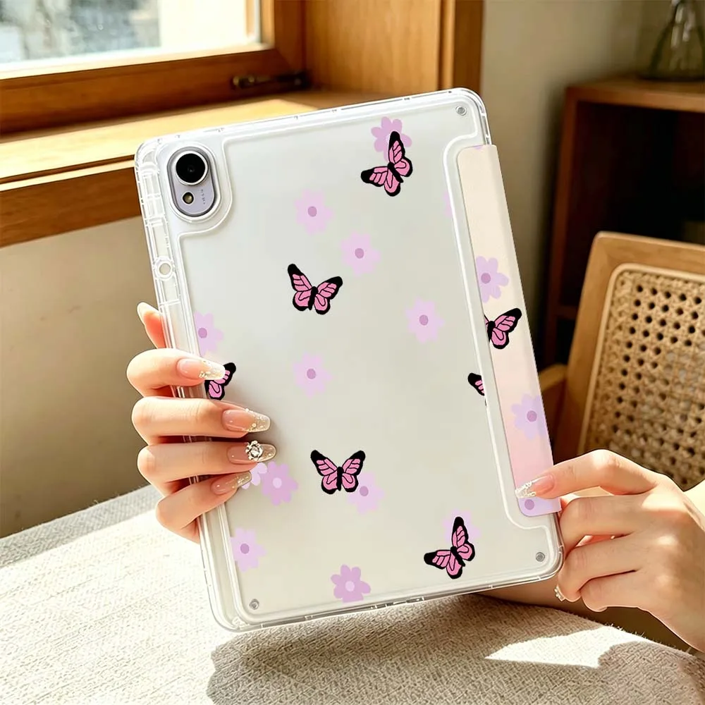 Cartoon Pink Butterfly Flower For Huawei MatePad Pro SE Honor Pad 9 V9 GT X9 10.8 11 13.2 inch Pro 3Y Tablet Case Cover