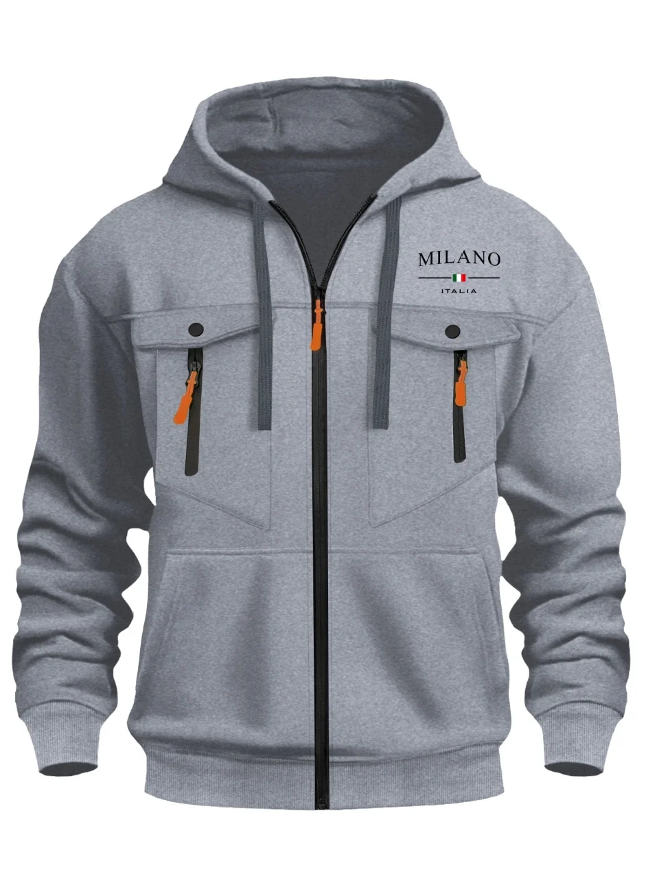 

Men'sprinted design hoodie - casual full-zipper hooded sweatshirt autumn and winter hoodie outdoor cycling street fashion jacket