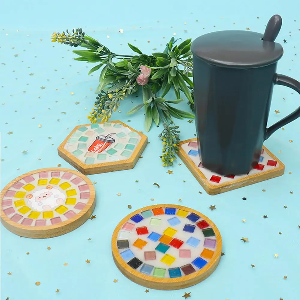 Mosaic DIY Coaster Kit for Home Decor Kids Activities Hands-on Craft Set for Heat Insulation Parent-child Bonding Cup Pad Mats