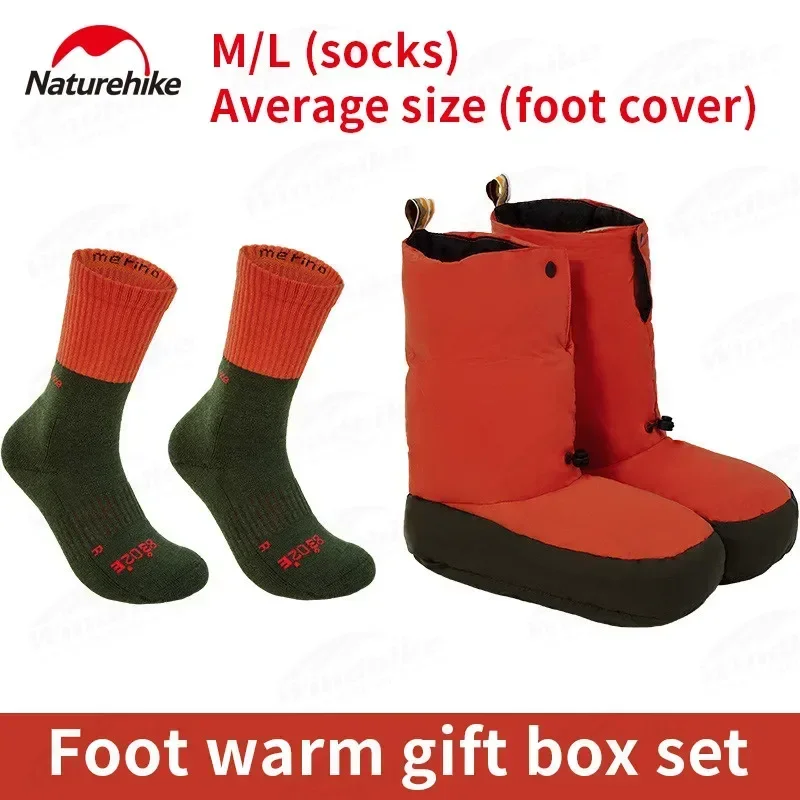 

Naturehike 750Fp Goose Down Foot Cover+Wool Socks Suit Winter Camping Keep Warm Non-Slip Shoes Ultralight Windproof Snow Boots