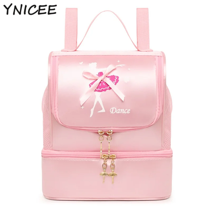 Kids Girls Ballet Dance Shiny Sequins Embroidered Backpack Dress Dancing Duffle Handbags Gym Latin Class Storage Package Handbag