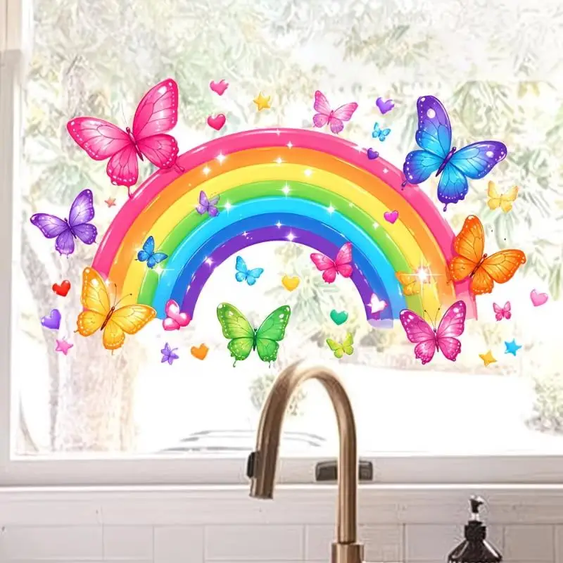 Fresh Floral Pattern Wall Decal Easy to Install Peel & Stick for Laundry Room Sink Background Wall Decor