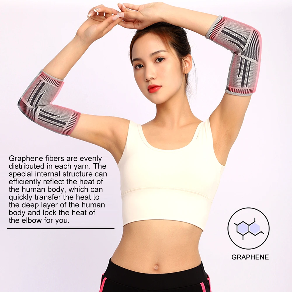 2Pcs Graphene Elbow Brace Compression Support Sleeve for Tennis Elbow,Golf Elbow Treatment-Reduce Joint Pain During Any Activity