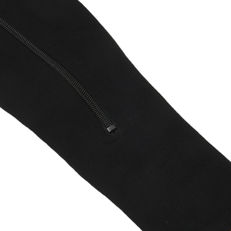 Medias de compresión con cremallera para hombre y mujer, calcetín de nailon con soporte para las rodillas, con punta abierta, elástico para venas varicosas (negro) XXL, 2 unidades