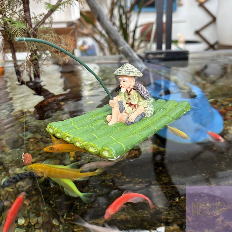 HUA HUA schwimmende Aquarium-Dekoration, Miniatur-Gartendekoration, schwimmendes Floß-Design, Aquarium-Landschaftsdekoration, Aquarium-Zubehör