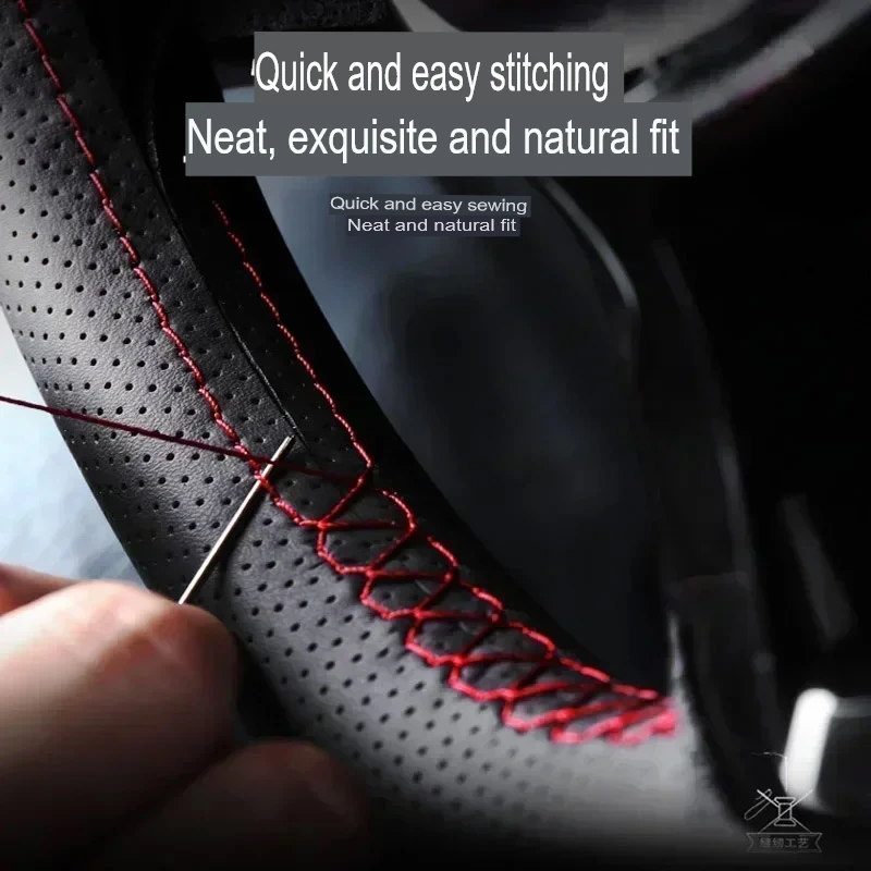 For BYD Destroyer 05 BYD KING Hand Sewn Needle Thread Car Steering Wheel Cover Car Interior Protect Accessories Genuine Leather