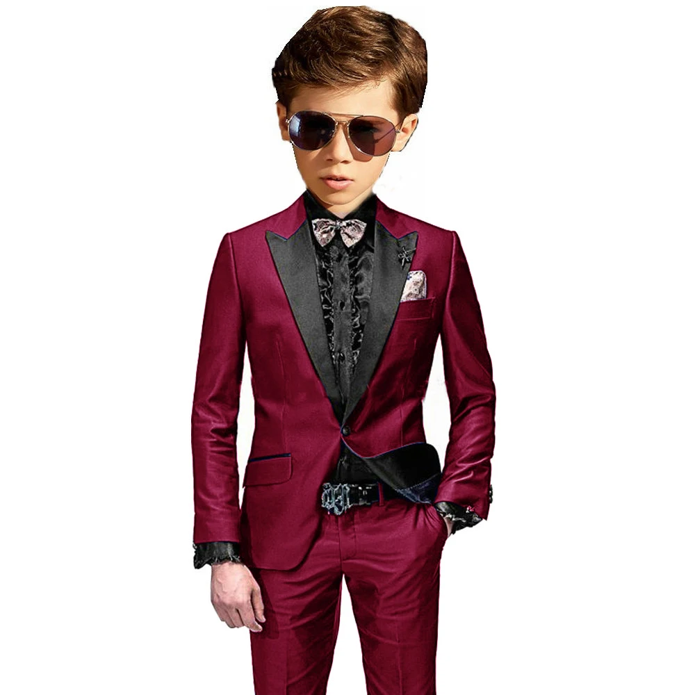 Royal Blue Satin Boys Suit 2-piece Suit 2-16T Formal Party Wedding Kids Tuxedo Youth Stage Performance Clothing Custom Blazer