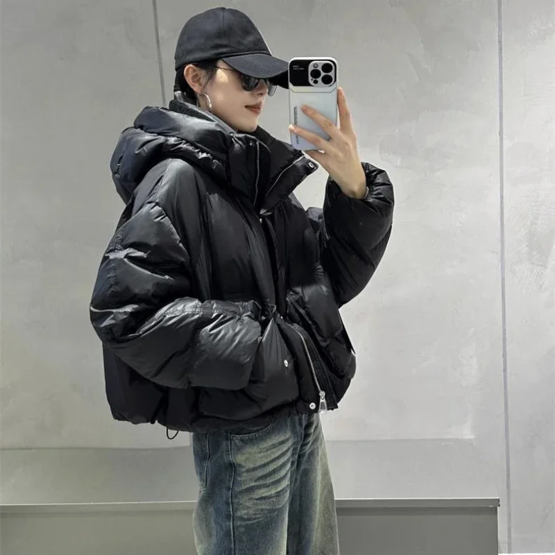 Short Women Jacket 2024 New Winter Coat Female Hooded Fashion Parkas Warm Loose Padded Snow Down Jacket Puffer Coats Down