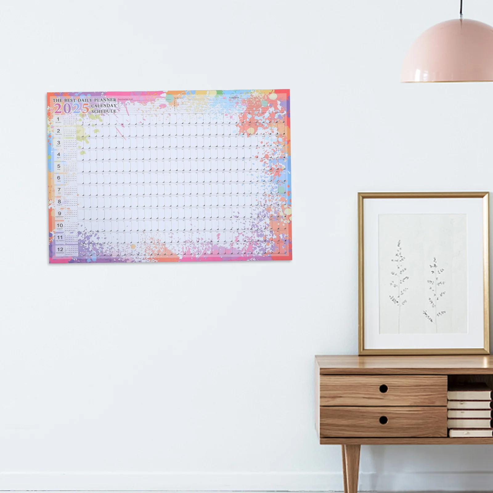 

2025 Full Year Wall Calendar Large Colorful Design Foldable Planner for Home Office School with DIY Stickers Year Calendar