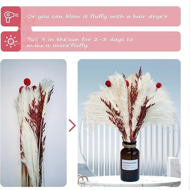 Fluffy Pampas Dried Flower Bouquet Christmas Halloween Decorations Natural Bunny Rabbit Tail Grass Reed DIY Home Autumn Decor