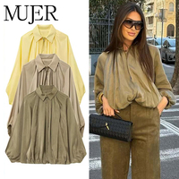 MUJER 2025 Women's Jackets Ruched Bomber Jackets for Women Zip Oversize Varsity Jackets Woman Outerwears Casual Overcoat Female