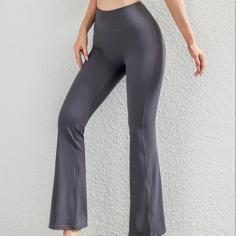 

High Waist Flared Pants Solid Color Gym Fitness Women Butt Lifting Sports Yoga Flared Leggings