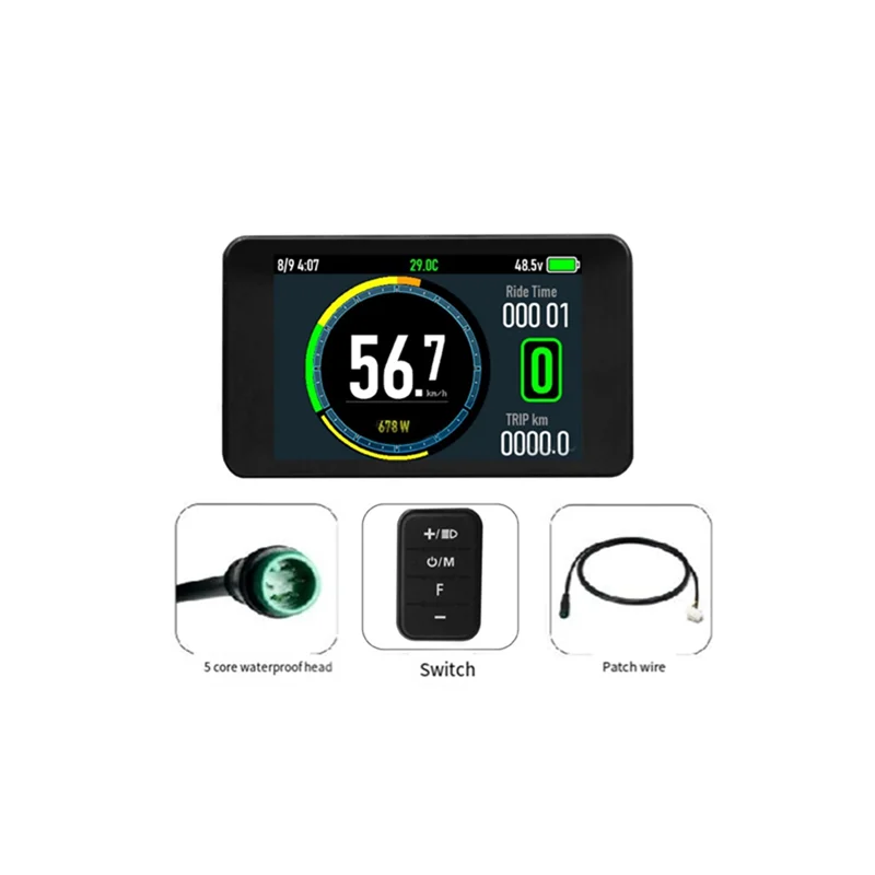 Electric Bike Display 24V-72V Waterproof LCD Display T8 Dashboard, Waterproof/SM Universal Connector