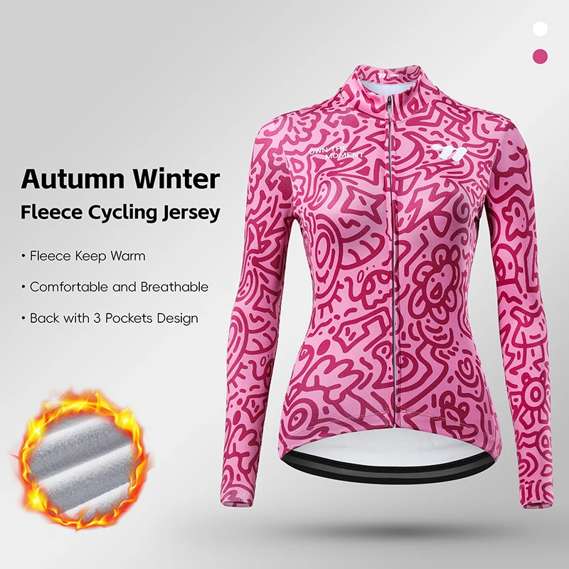 

Winter Autumn Cycling Jersey Long Sleeve Thermal Fleece Lined Warm Jacket for Road MTB Bicycle Clothing for Women Cycling Jersey