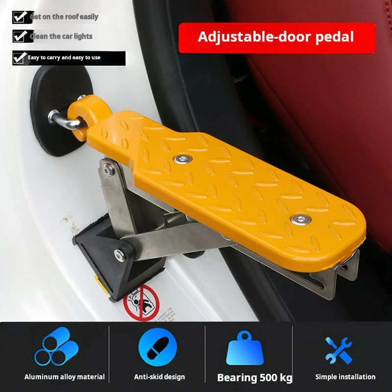 1pc Metal Car Door Step Folding Car Door Pedal Adjustable Car Roof Climbing Pedal Car Accessories