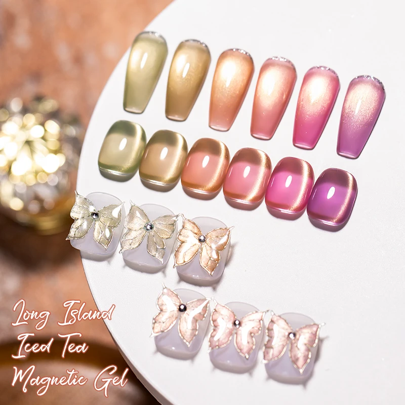 

7ml Pink Series Crystal Cat Eye Gel Nail Polish Magnetic UV Soak Off Gel Varnish Lavender Cat Eye Gel With Display