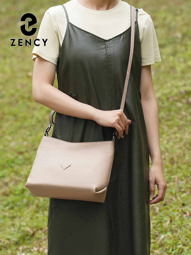 Zency Genuine Leather Shoulder Bag Large Capacity Cross Body with Detachable Long Strap Designer Handbag Satchels