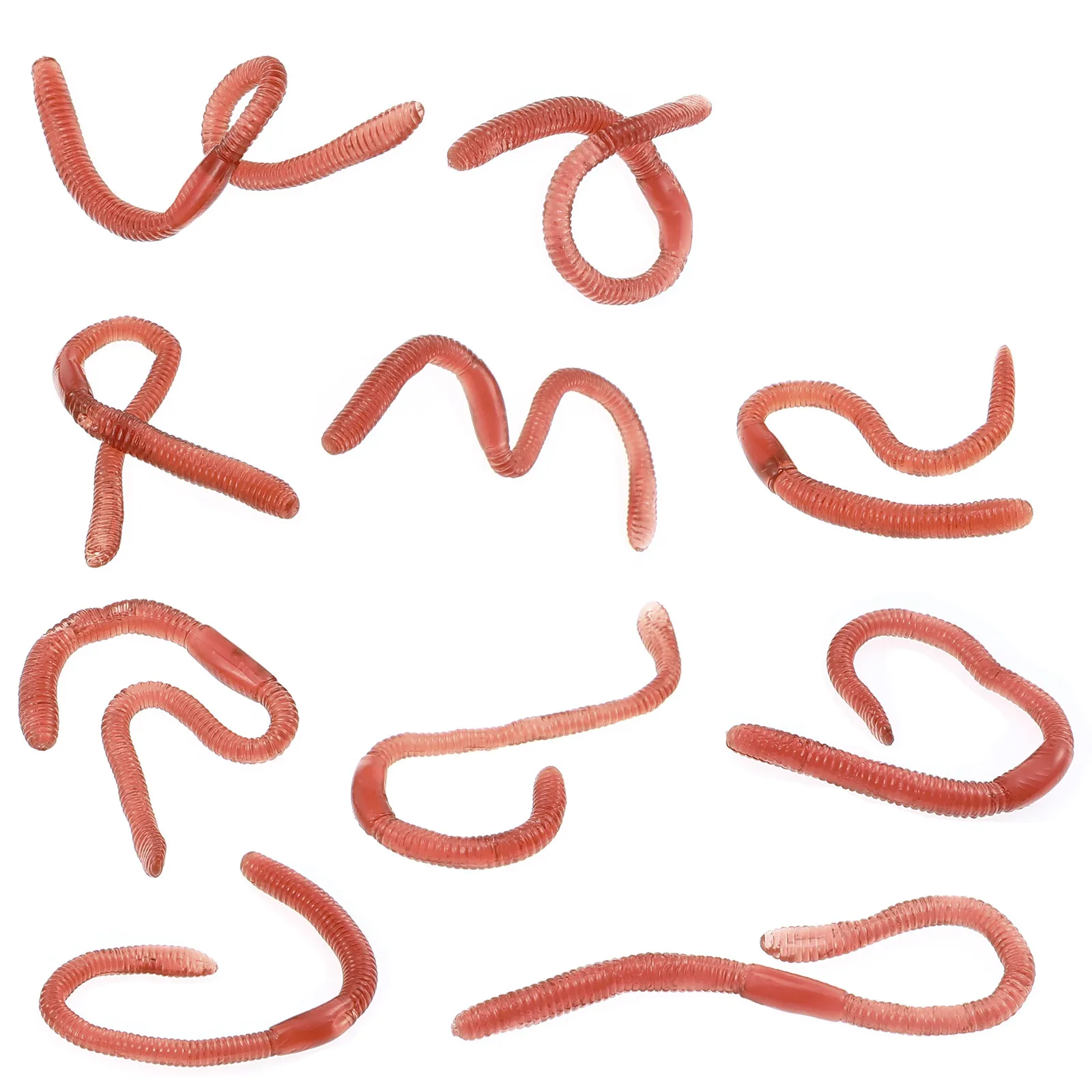 

10Pcs Simulation Earthworms Realistic Design Tricky Props Halloween Decorations Prank Items Fake Worms Faux Worms