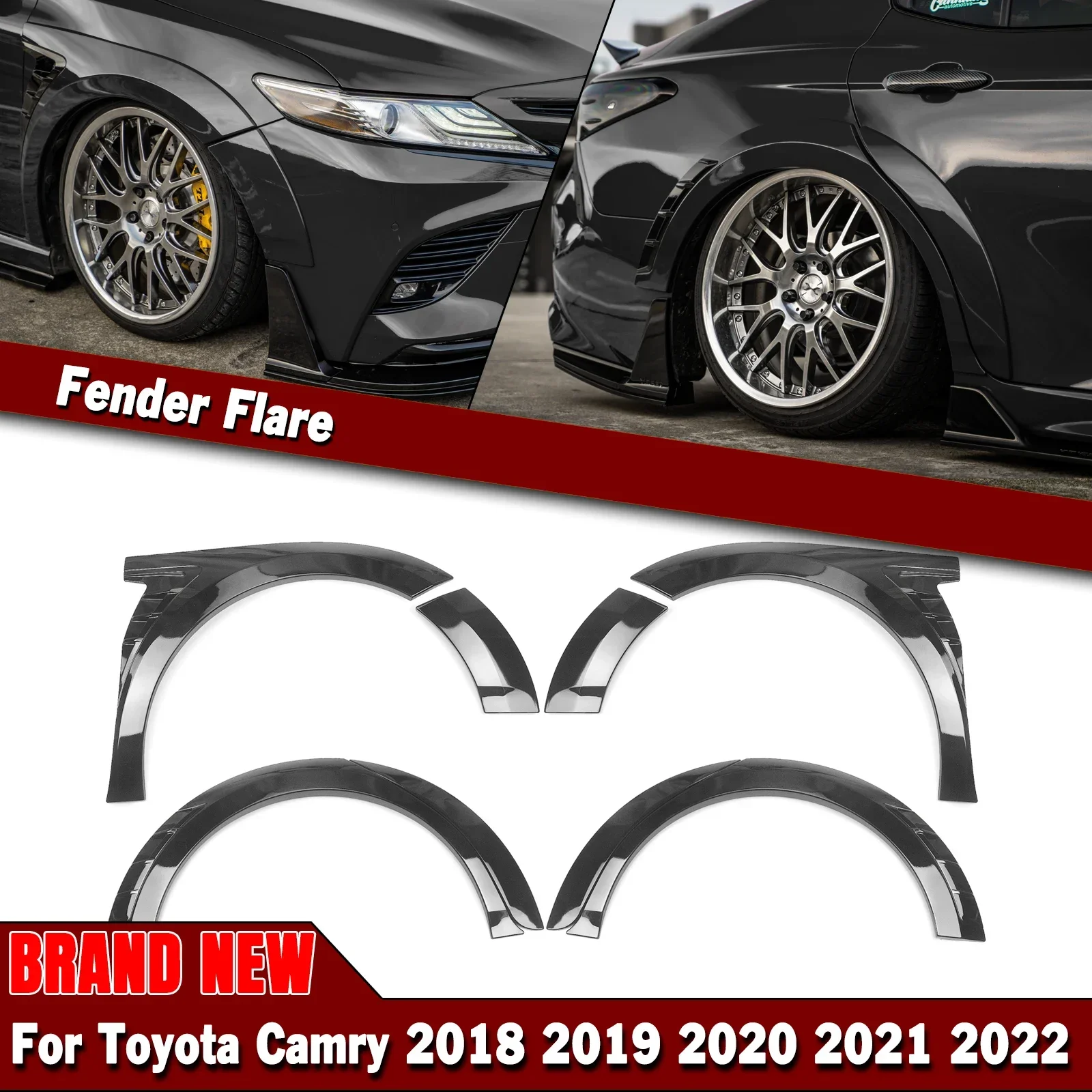 New！ YOFER Wheel Fender Flares Trim For Toyota Camry SE XSE 2018-2024 Sport Model Car Wide Body Arch Eyebrow Cover Brow Mudguard