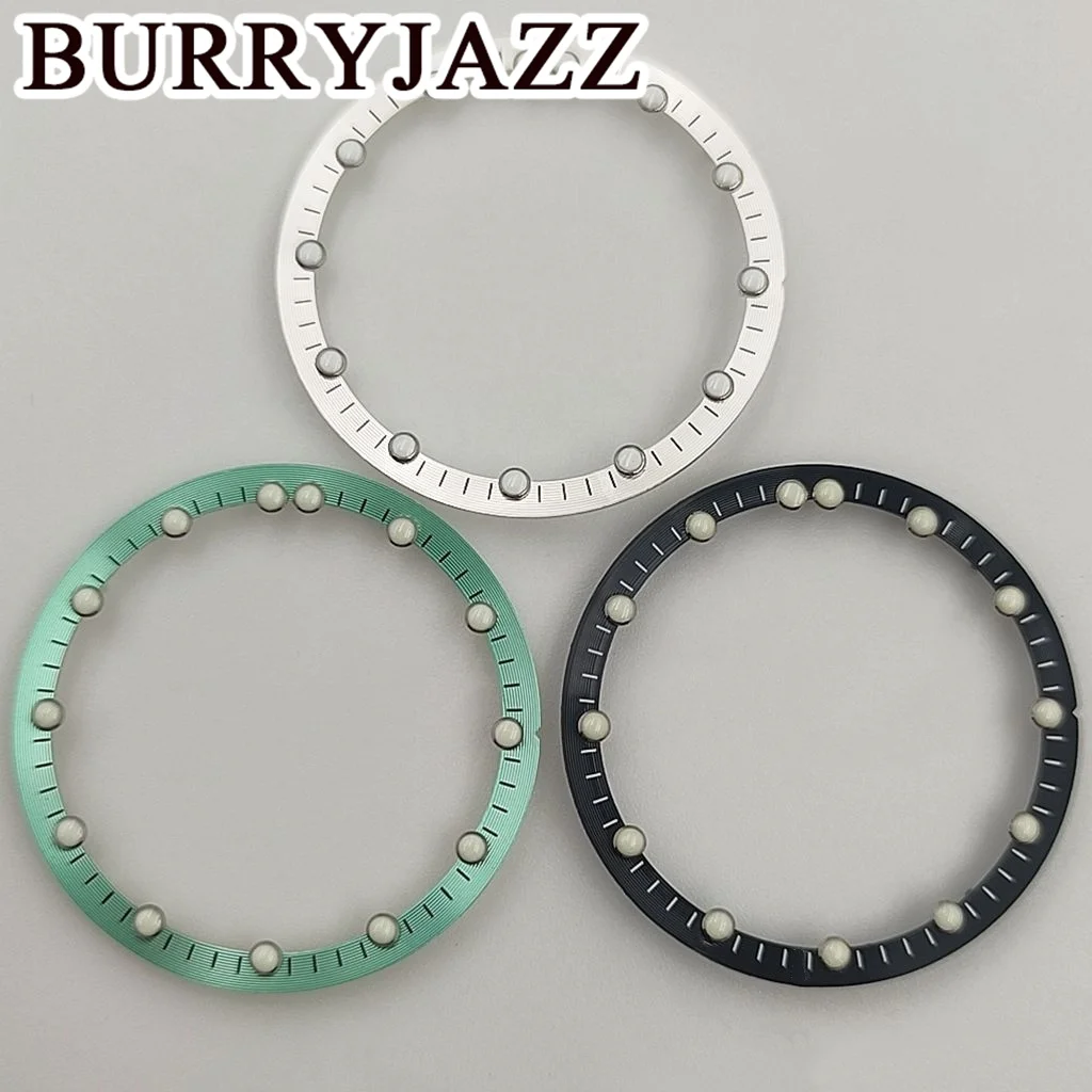 BURRYJAZZ 28.5mm*24.5mm Watch Dial Circle Plate For NH70 NH72 Skeleton Movement Hollow Dial RIng C3 Luminous Watch Accessories