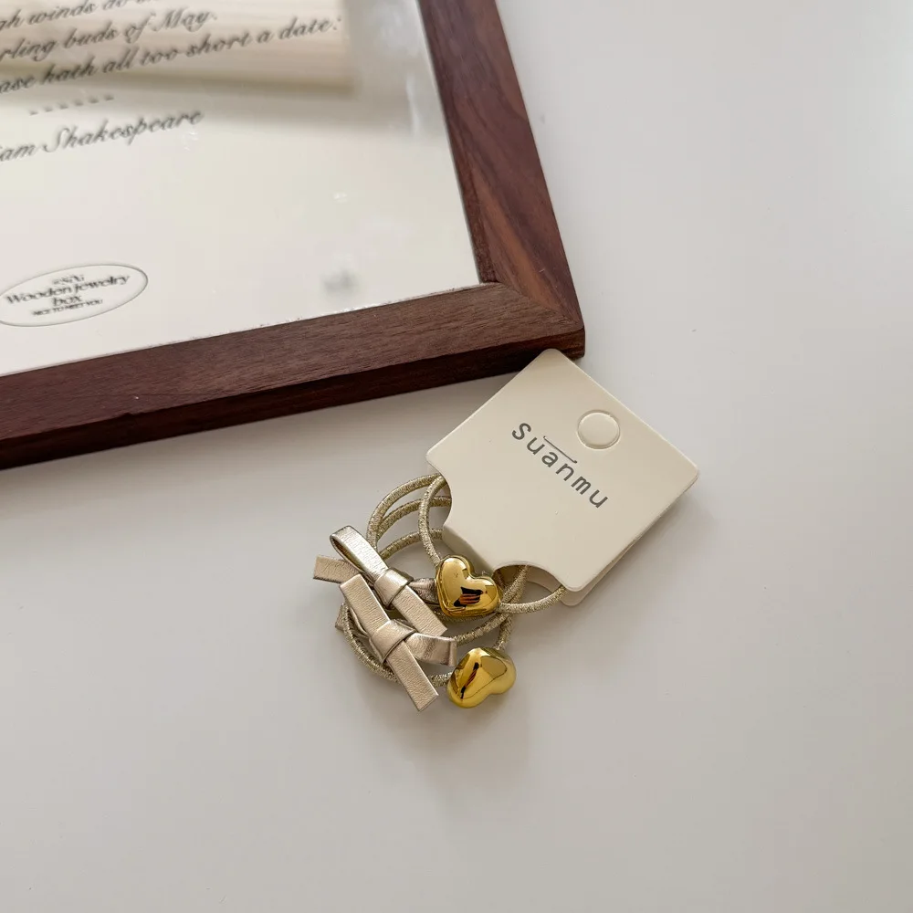 

Набор корейских заколок для волос, 3 шт., заколки для волос с блестящим бантом и сердечками для девочек, аксессуары для волос премиум-класса, подарок