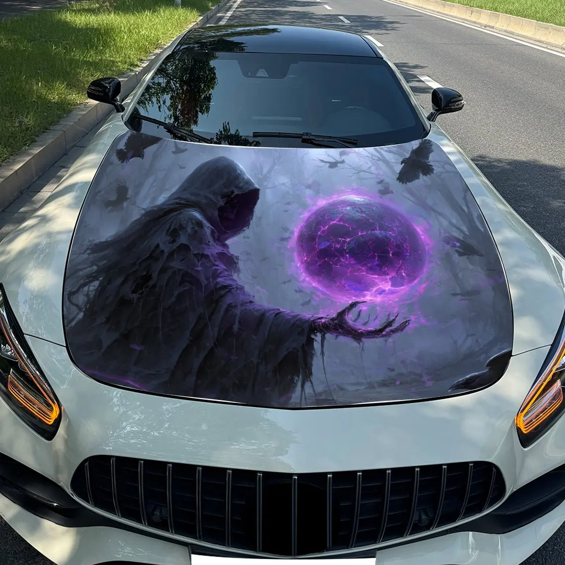 

Mysterious Wizard Car Hood Wrap-Durable,Waterproof,And UV-Resistant PVC Sticker For Trucks,SUV,And Boats With Easy Installation