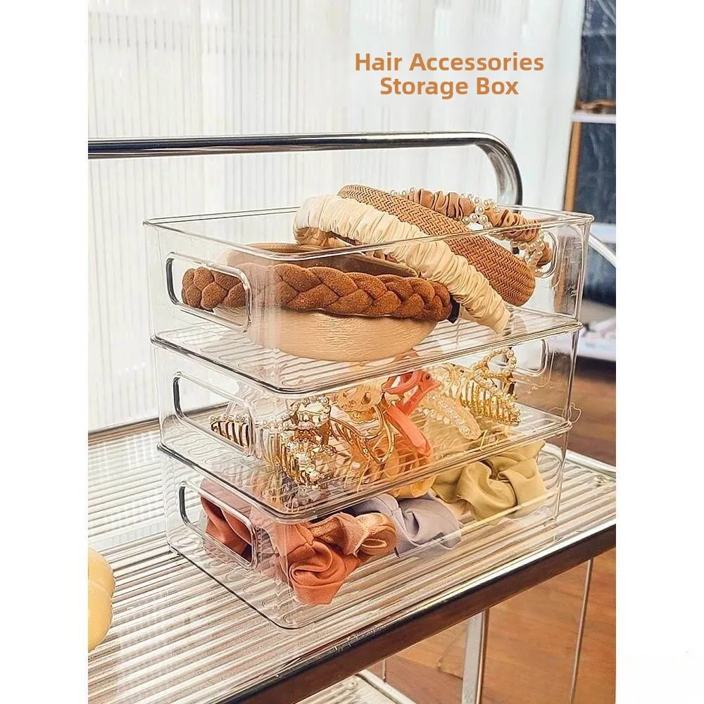 

Прозрачный пластиковый контейнер для хранения аксессуаров для волос: резинок, заколок, детских головных уборов, длинных прямоугольных резинок для волос
