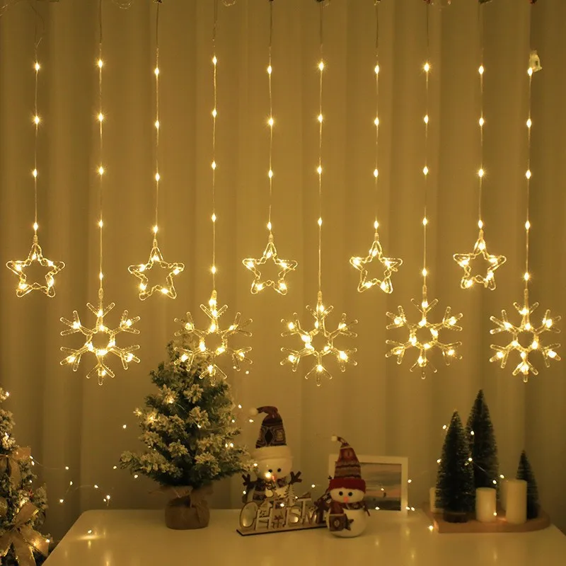 1PC Starry Moon Curtain Light Ramadan Atmosphere Decorative Light USB Eight Modes Romantic Creative Warm White Light String