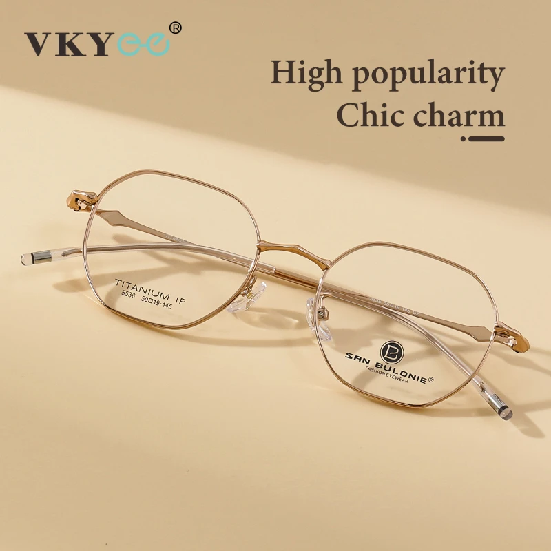 VICKY Titanium Retro Eyeglasses 5536 Fashion Small Round Frames Anti-Blue Light Customizable Prescription Reading Glasses Women