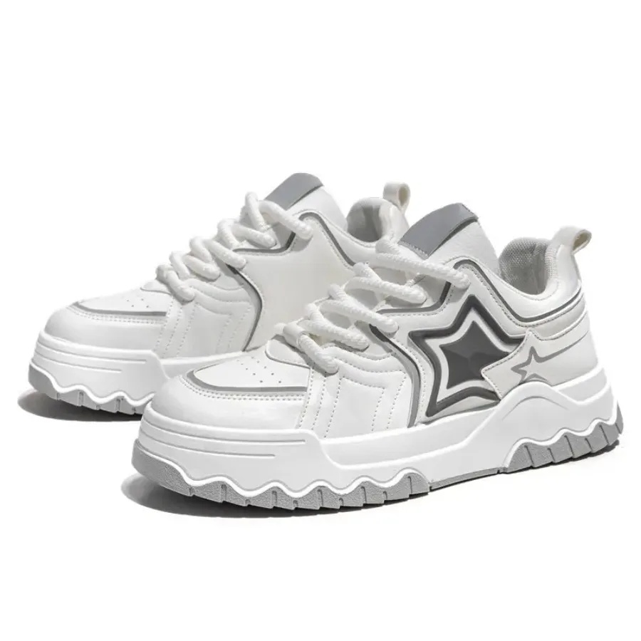 

Men's Large Size 45 Korean Fashion Chunky Dad Sneakers - Breathable Foam and PVC Sole Sneakers All-Season Round-Toe Low-Top Cas