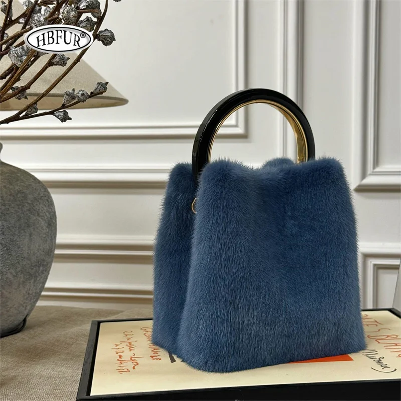 Handbags for Women 2024 New Mink Fur Bag Luxury Designer Brand Fur Bags Ladies Shoulder Bag Evening Clutch Chic Women's Bag
