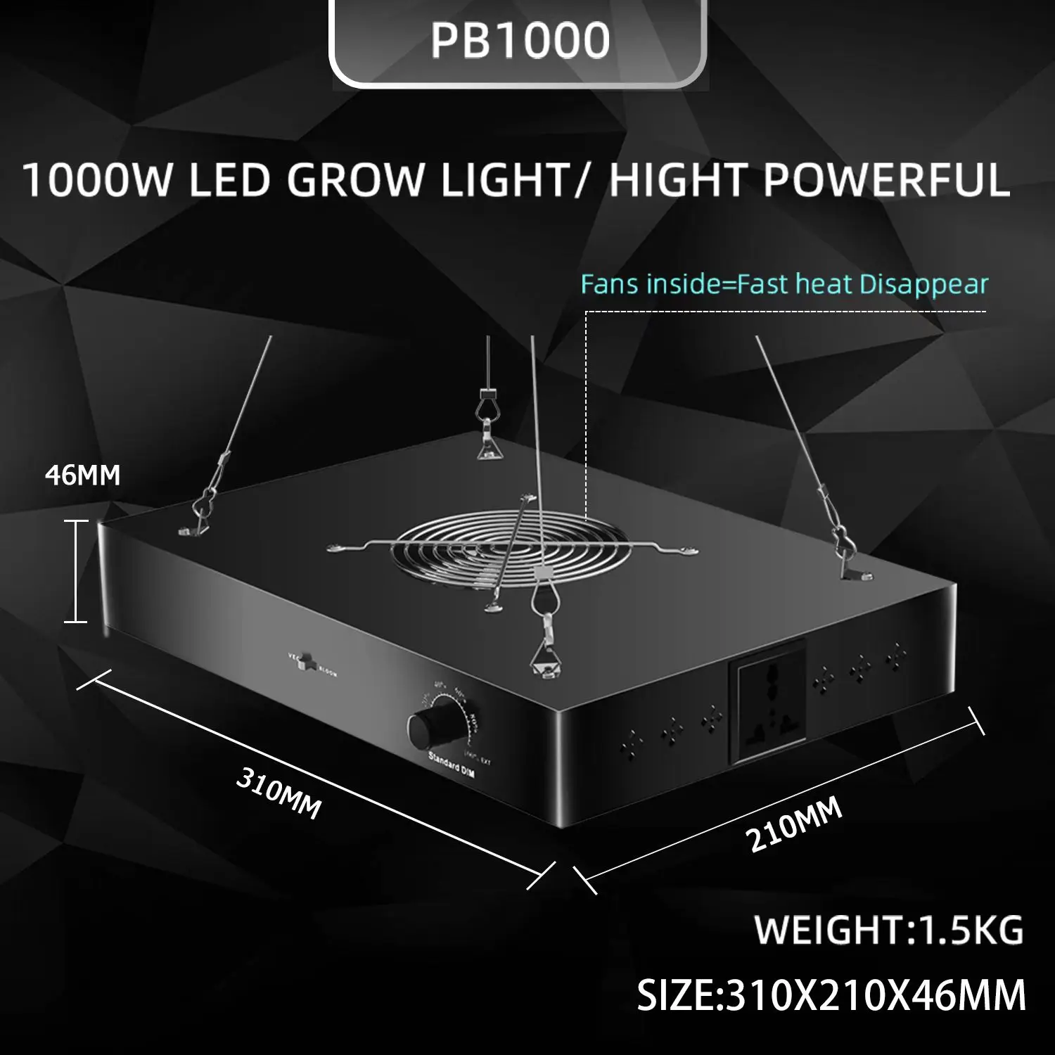 Imagem -03 - Full Spectrum Led Grow Lighting Hidroponia Samsung Leds Construído com 26db Fãs 200w 572 Pcs Venda Quente Qbs 572pcs 2024