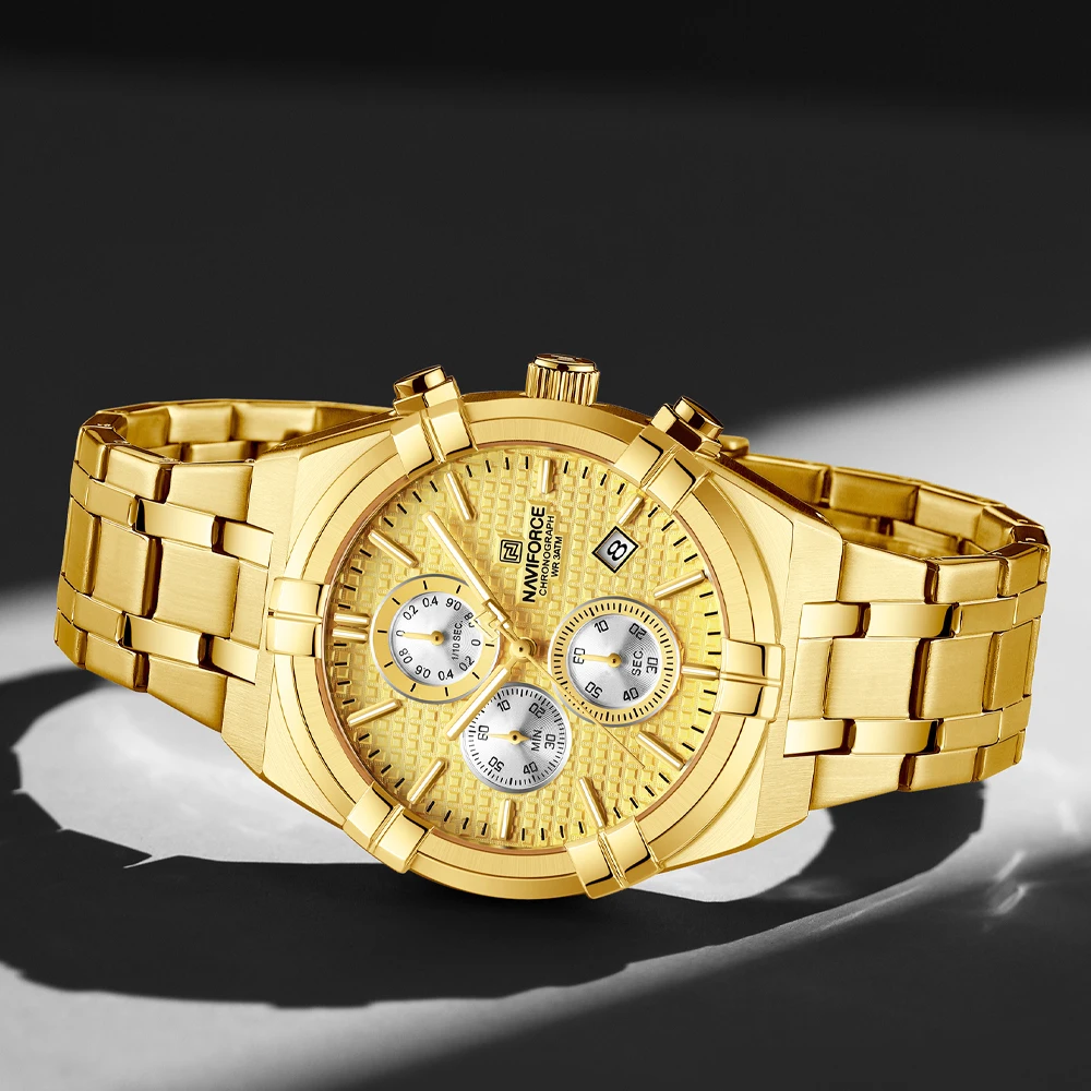 NAVIFORCE Watch Men Top Brand Luxury Gold Quartz Military Watches Waterproof Date Luminous Stainless Steel Men Wristwatches