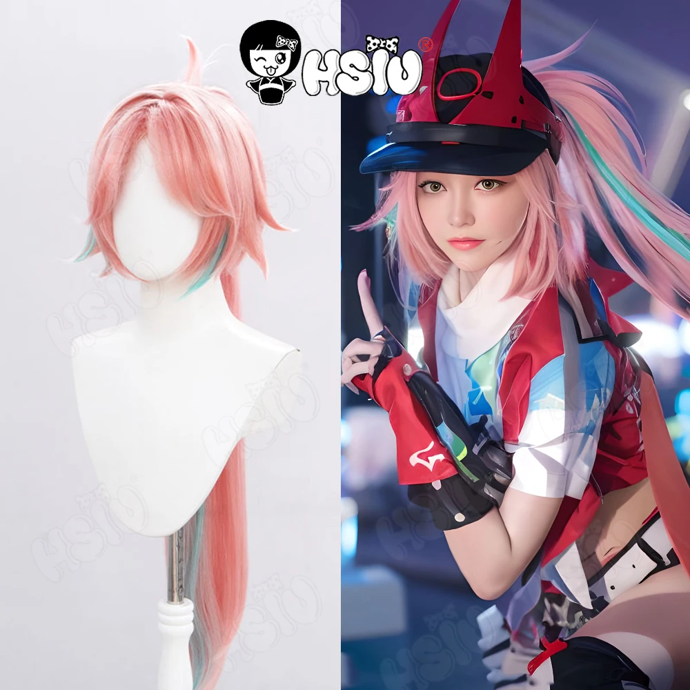 

Rappa Cosplay Wig HSIU 80cm Orange Pink Mixed light blue Long Hair Synthetic Wig Game Honkai: Star Rail Rappa Cosplay Wig