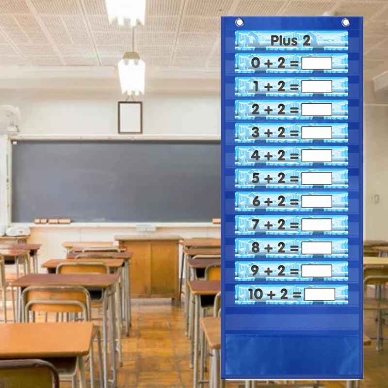 Organizador de archivos de pared colgante, tabla de bolsillo de almacenamiento de alta resistencia, 13 bolsillos transparentes, 1 bolsillo para herramientas, 50 piezas, tarjetas borrables reutilizables