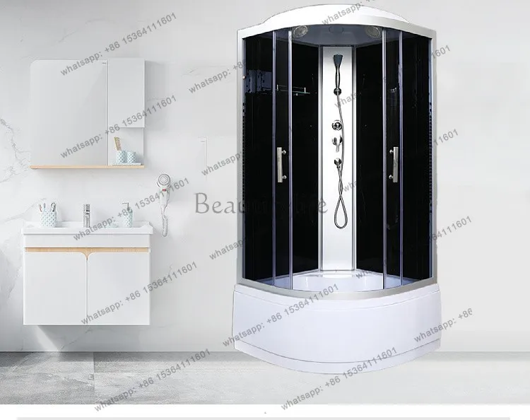 Shower room integral bathroom integrated arc fan-shaped household bath room sliding door type