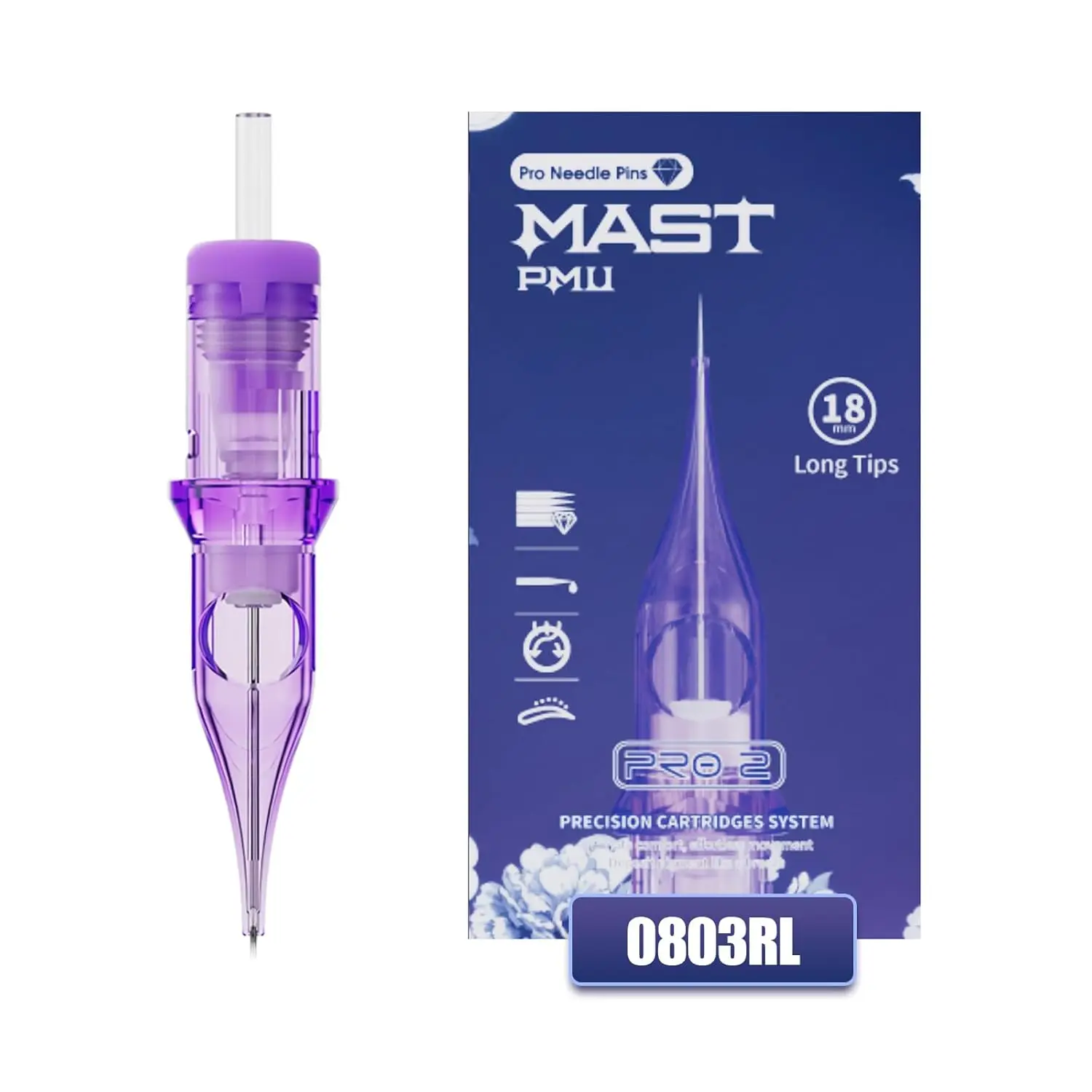 

20Pcs Premium Tattoo Cartridge Needles 0803RL, 18mm Long Tips, 0.25mm Round Liner for Artists